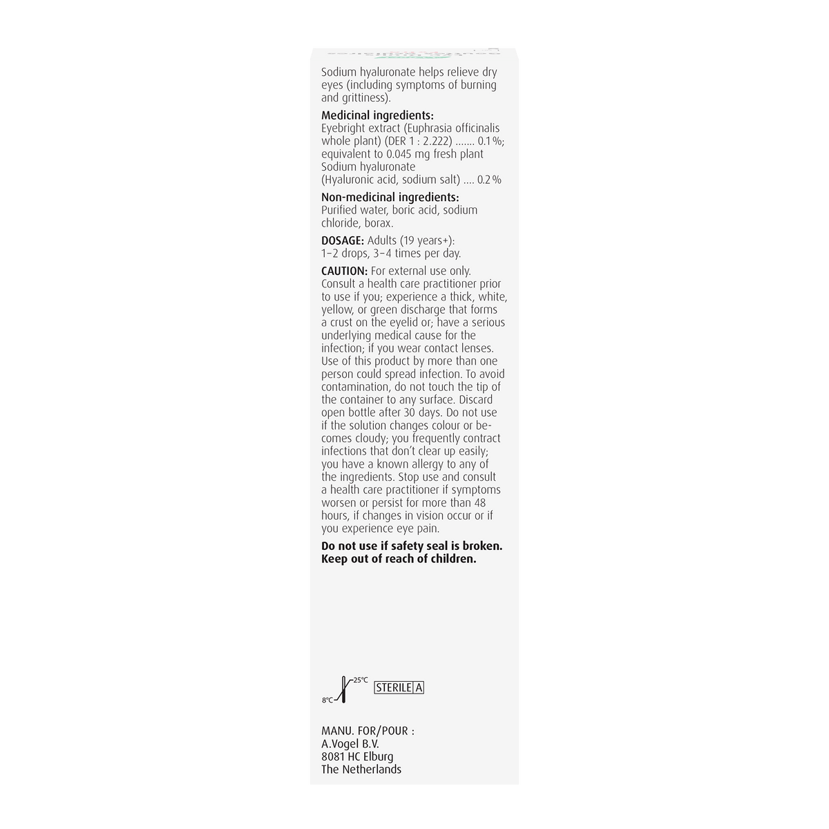 A.Vogel Eye Drops Extra - Fast Acting Long - lasting relief of dry, irritated, tired eyes 10mL - A.Vogel Canada