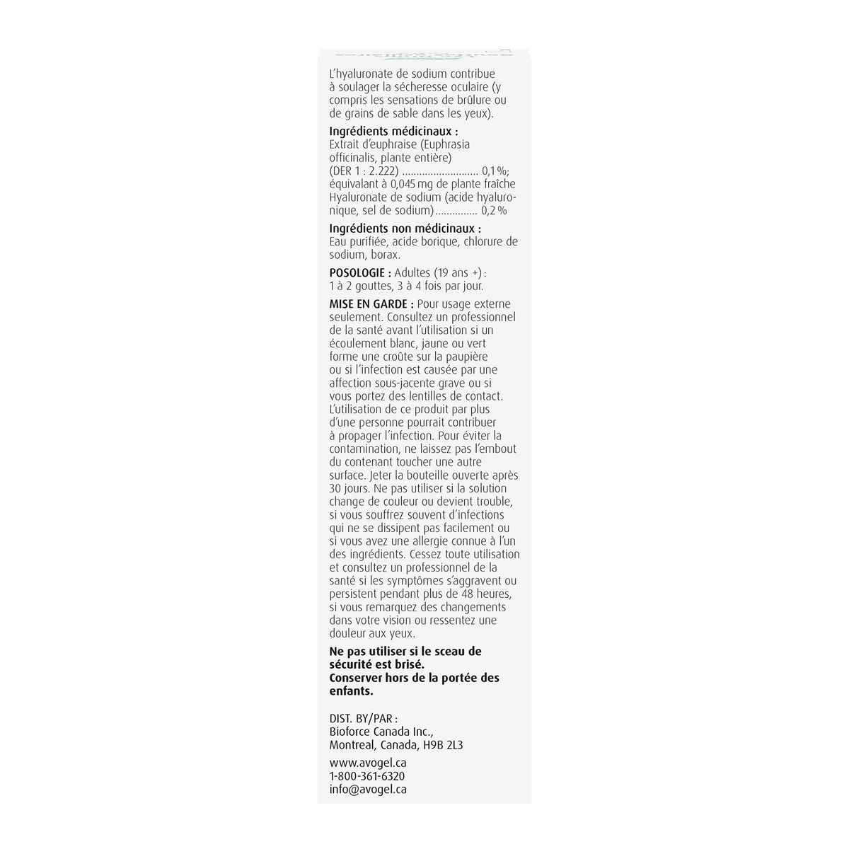 A.Vogel Eye Drops Extra - Fast Acting Long - lasting relief of dry, irritated, tired eyes 10mL - A.Vogel Canada