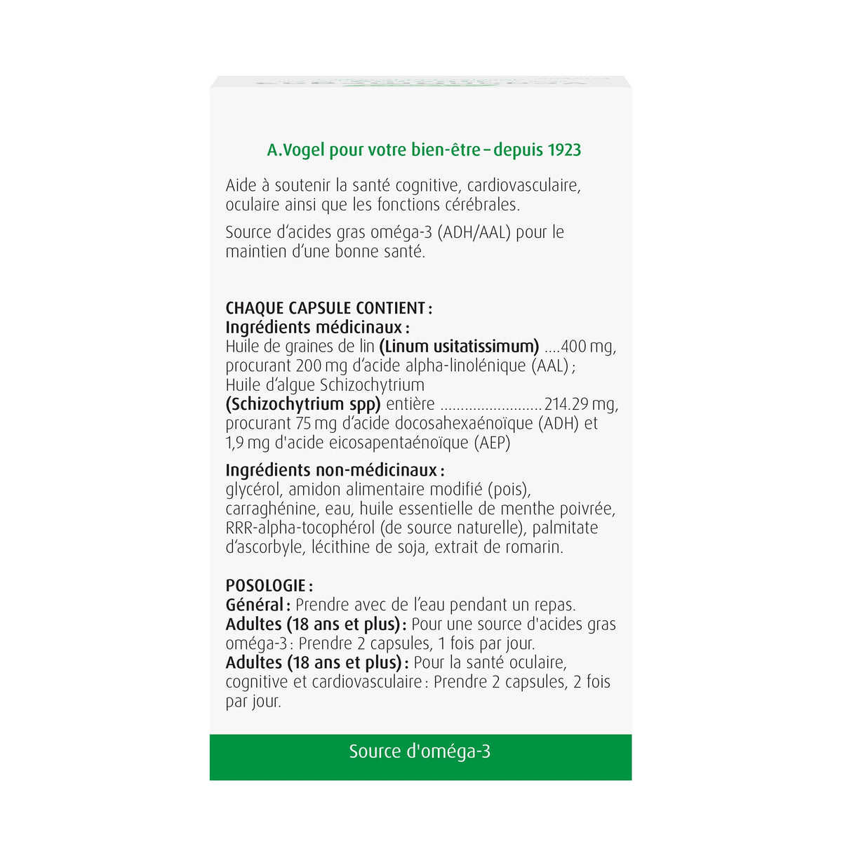 A.Vogel VeganOmega3 100% Vegan Capsules with no Fishy Aftertaste! 60 Caps - A.Vogel Canada