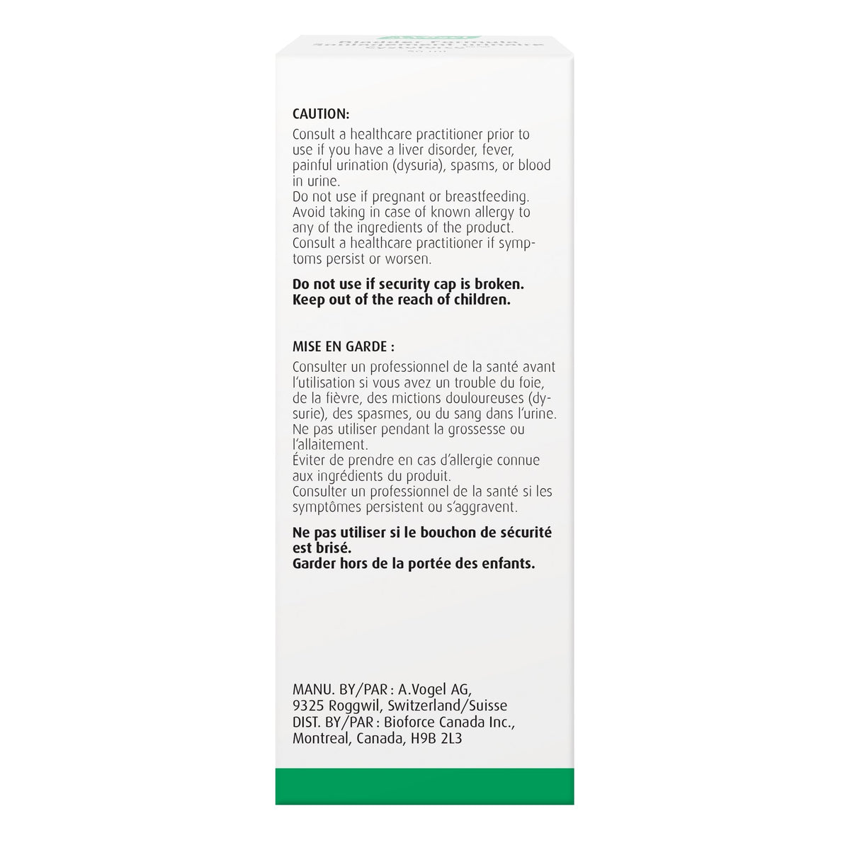Bladder Formula - Cystoforce for Urinary Tract Irritations 50mL - A.Vogel Canada