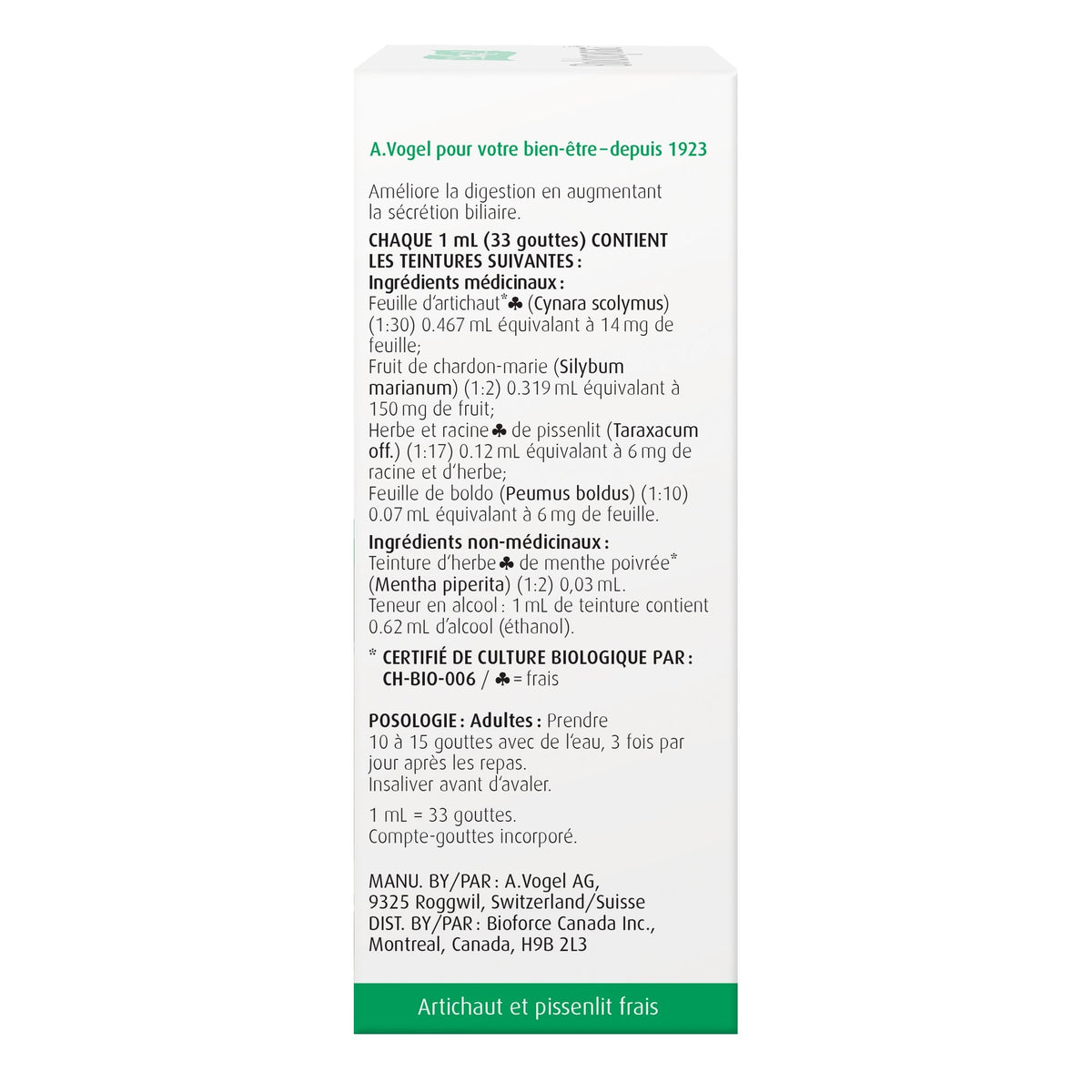 Boldocynara Improves Digestion - Artichoke, Milk Thistle and Dandelion Tincture 50mL - A.Vogel Canada