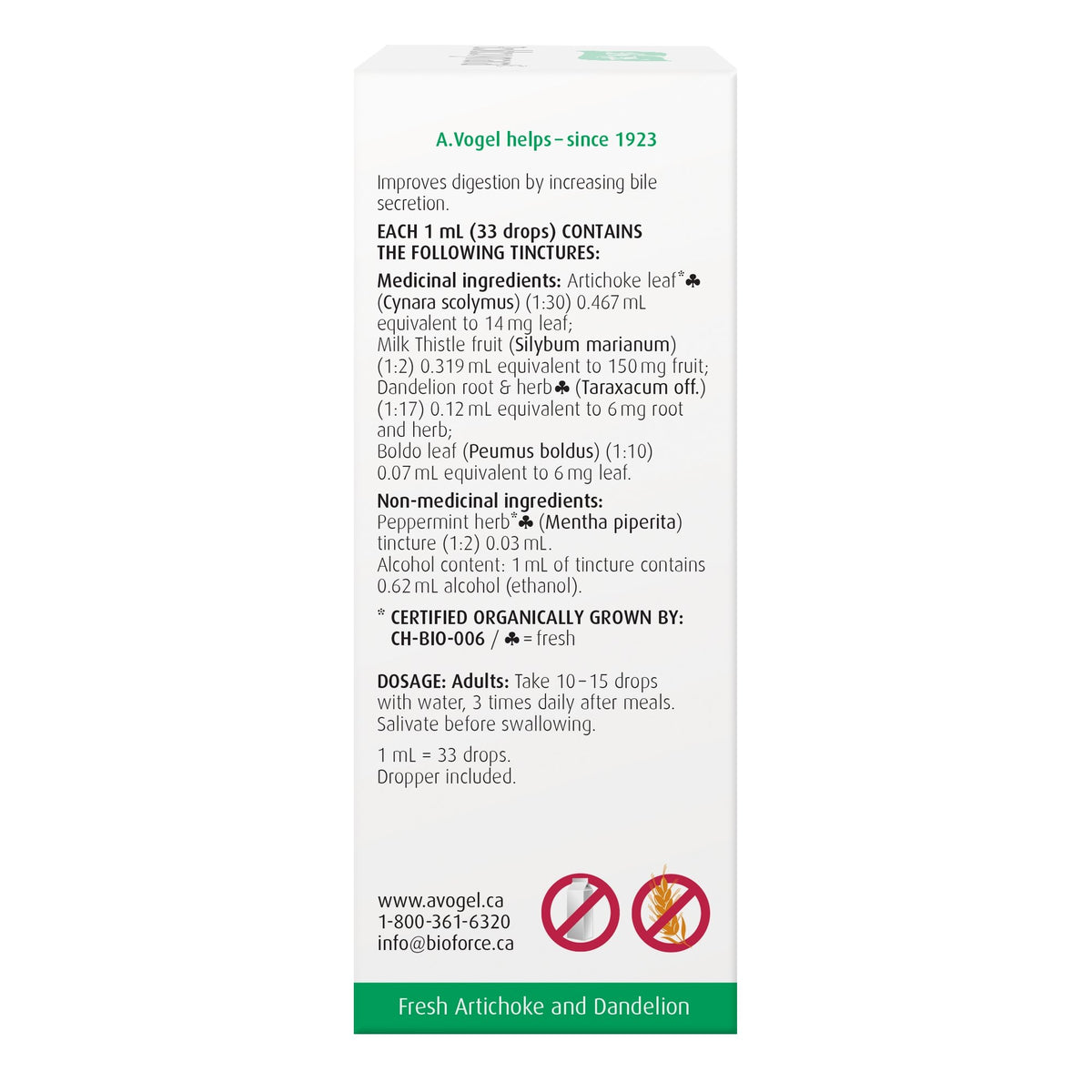 Boldocynara Improves Digestion - Artichoke, Milk Thistle and Dandelion Tincture 50mL - A.Vogel Canada
