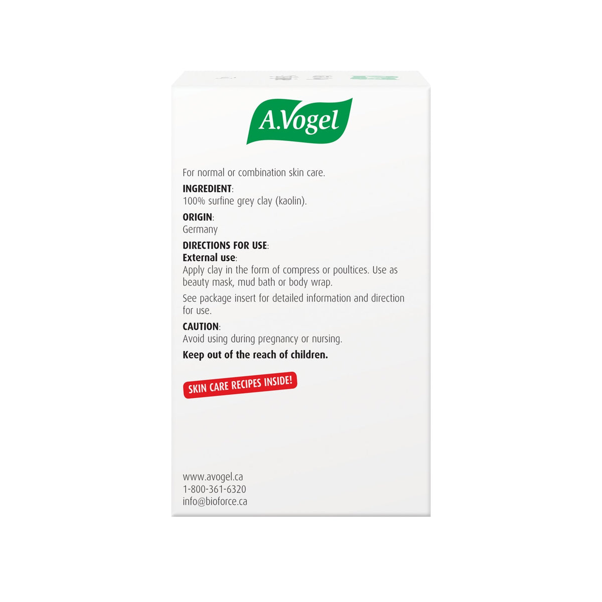 Green Clay - Used for clay mask, green clay is ideal for oily and problem skin - A.Vogel Canada