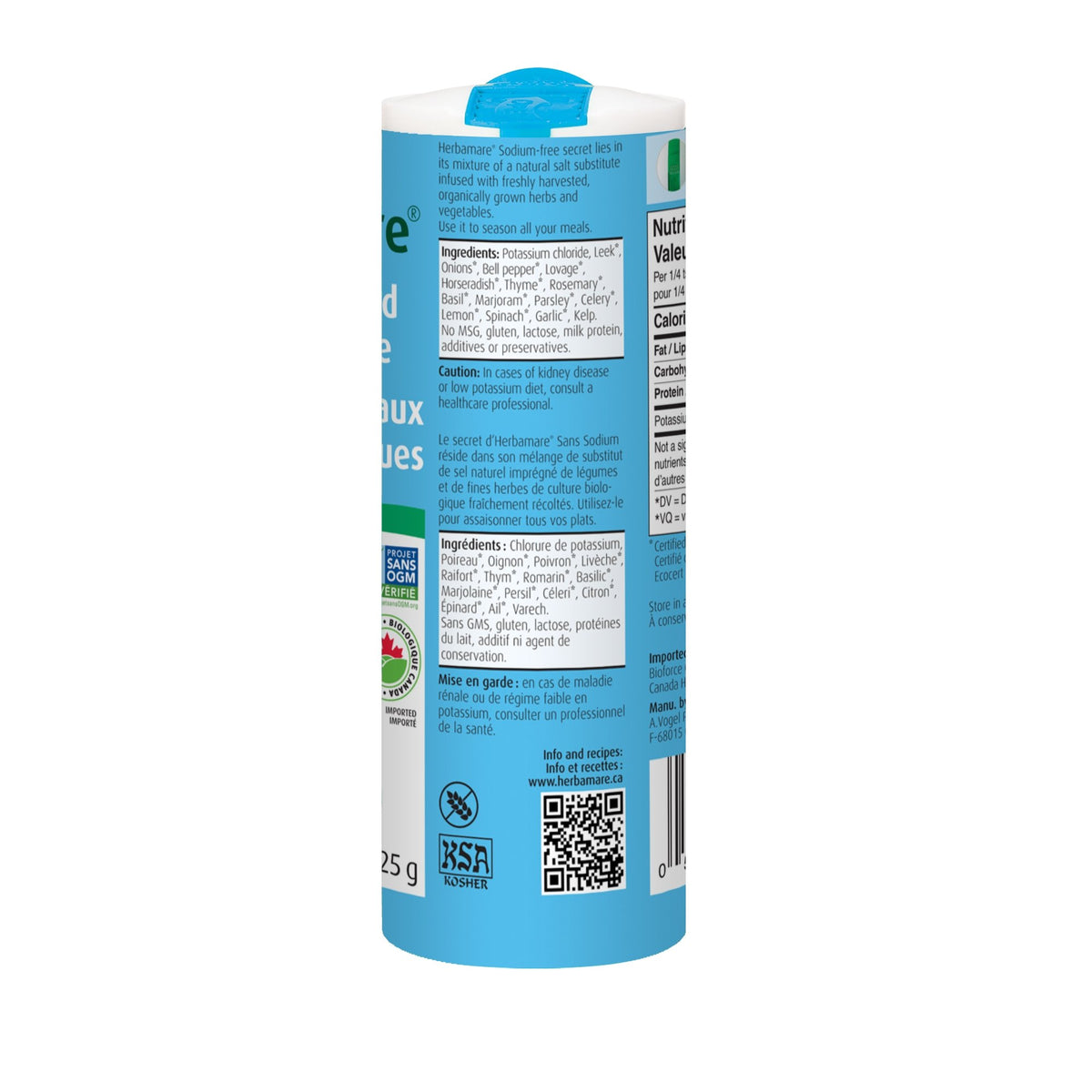 Herbamare Sodium-free - Organic Herbed Salt Substitute 125 gr - A.Vogel Canada