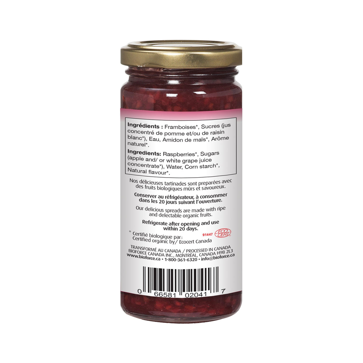 Natur Le Fruit Organic Raspberry Spread 235 mL - A.Vogel Canada