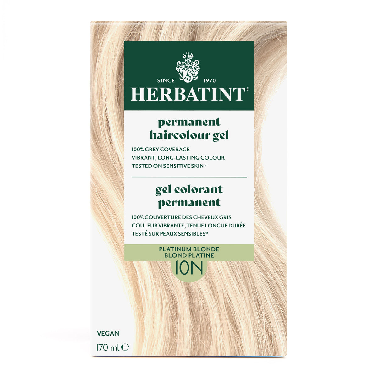 Herbatint Permanent Hair Color Gel 10N Platinum Blonde 170 mL