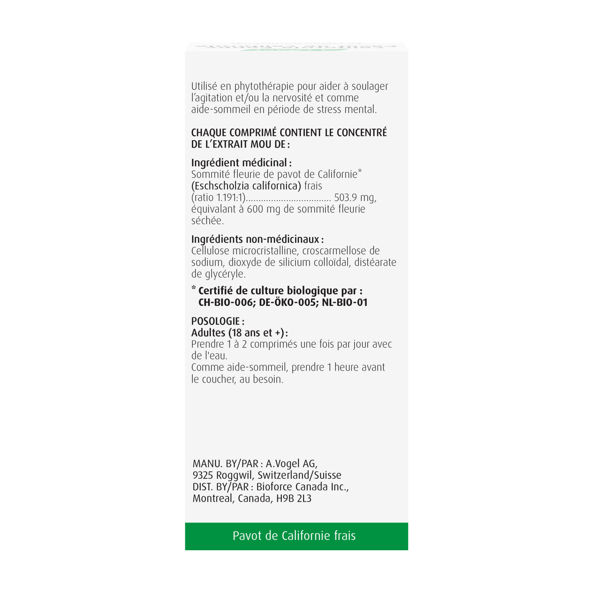 A.Vogel California Poppy - 30 tablets - A.Vogel Canada