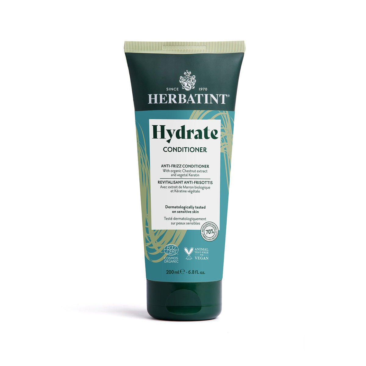 Herbatint Hydrate Conditioner - 99% Natural, Anti - Frizz, Vegetal Keratin &amp; Chestnut Extract 200mL - A.Vogel Canada