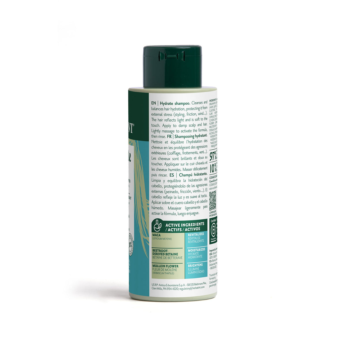 Herbatint Hydrate Shampoo - 97% Natural, Restores Moisture, UV Protection 260mL - A.Vogel Canada