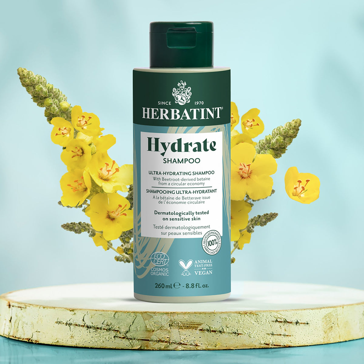 Herbatint Hydrate Shampoo - 97% Natural, Restores Moisture, UV Protection 260mL - A.Vogel Canada