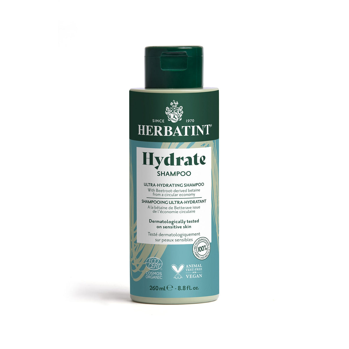 Herbatint Hydrate Shampoo - 97% Natural, Restores Moisture, UV Protection 260mL - A.Vogel Canada