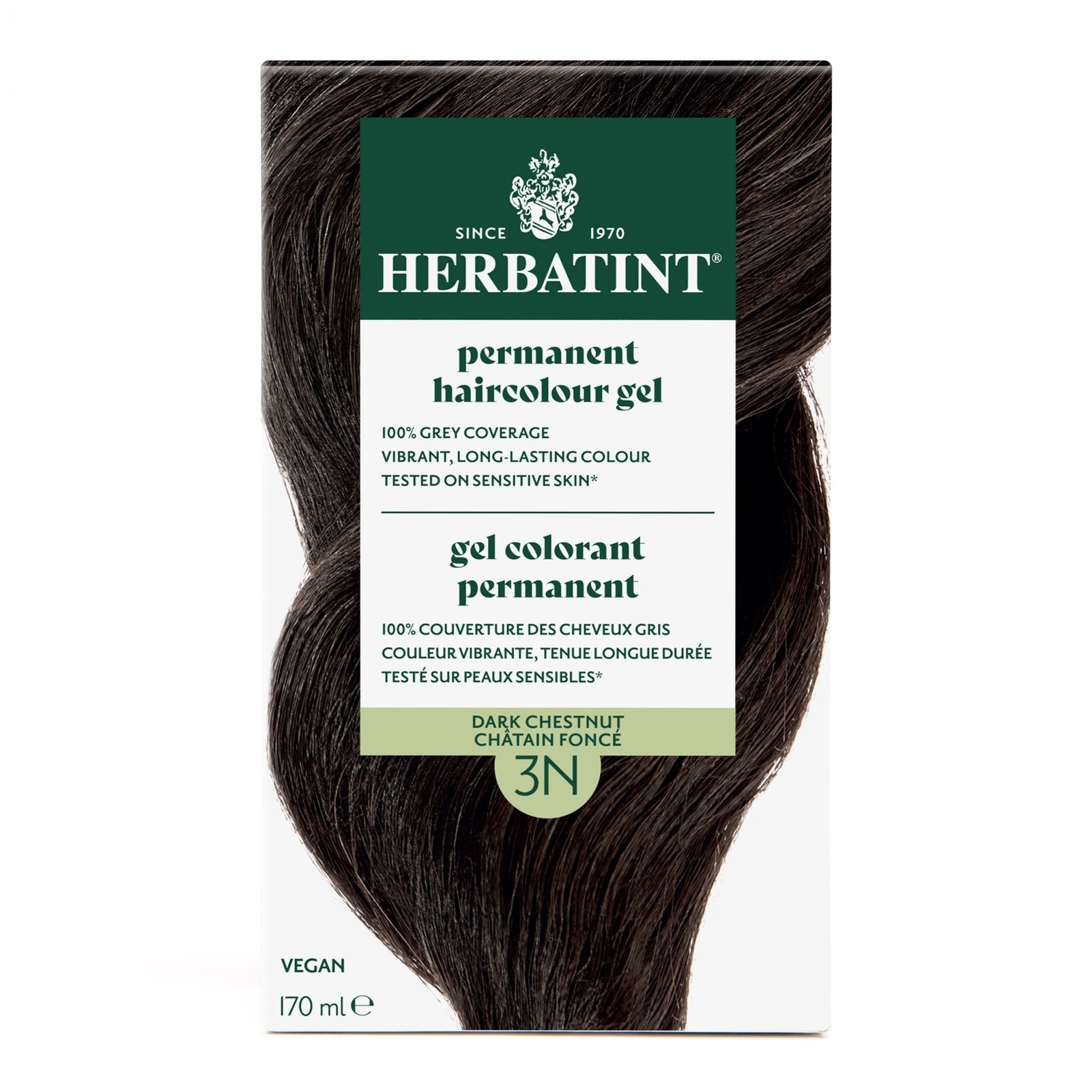 Herbatint Permanent Hair Color Gel 3N Dark Chestnut 170 mL - A.Vogel Canada