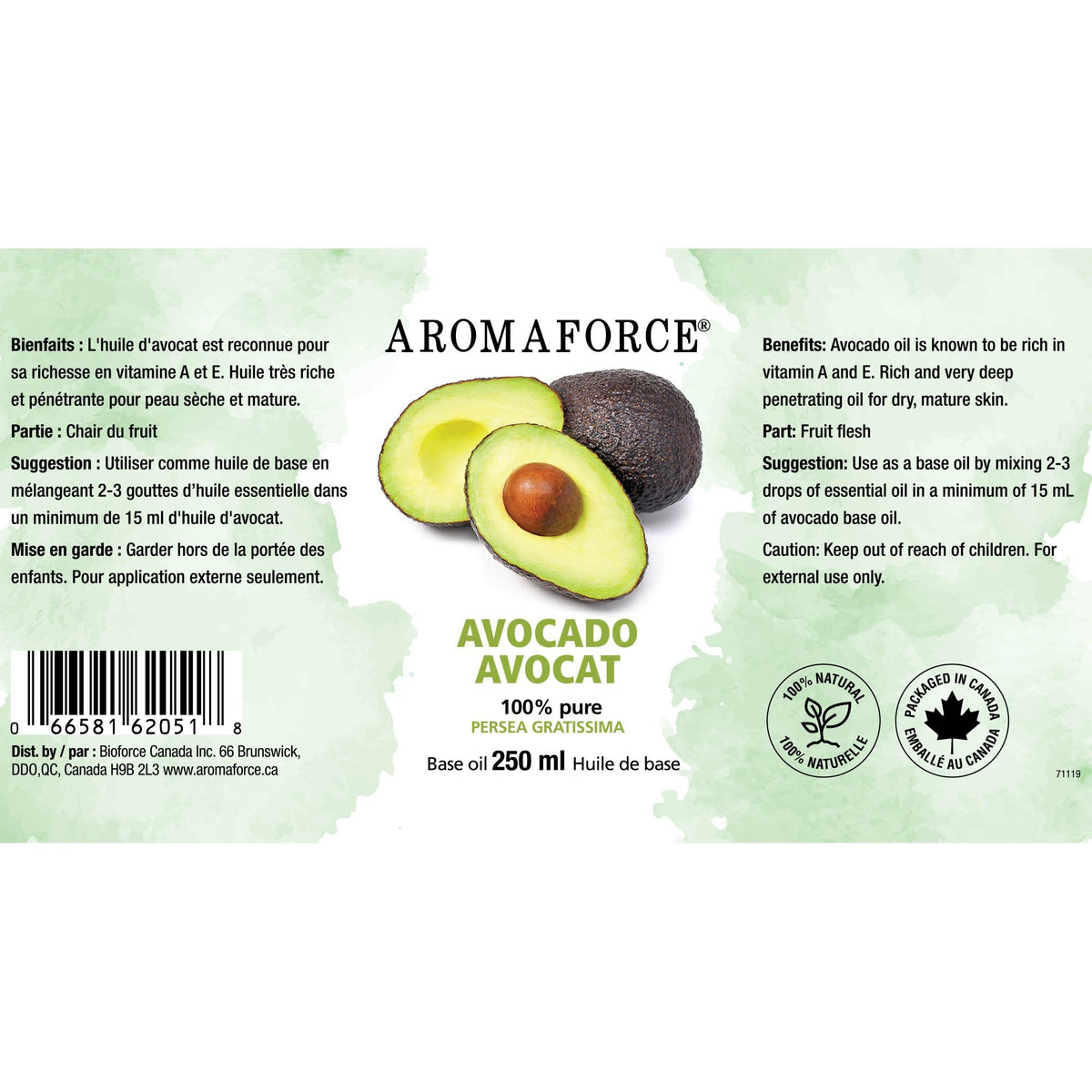 Aromaforce Avocado Oil 250mL - A.Vogel Canada