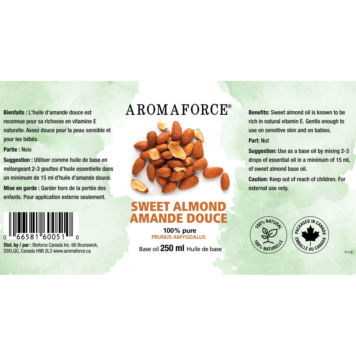 Aromaforce Sweet Almond Oil 250mL - A.Vogel Canada