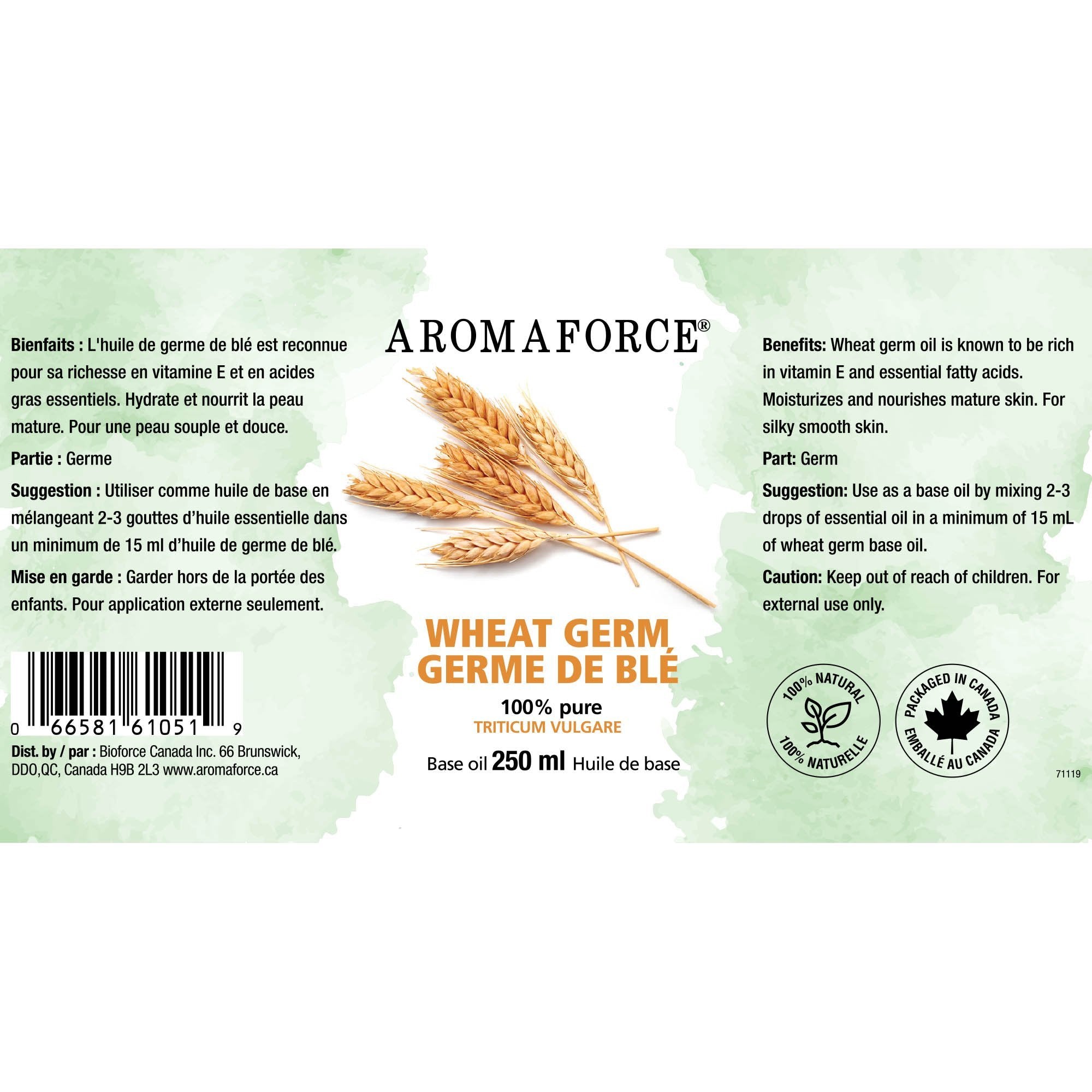 Huile de germe de blé Aromaforce 100% pure et naturelle - A.Vogel Canada
