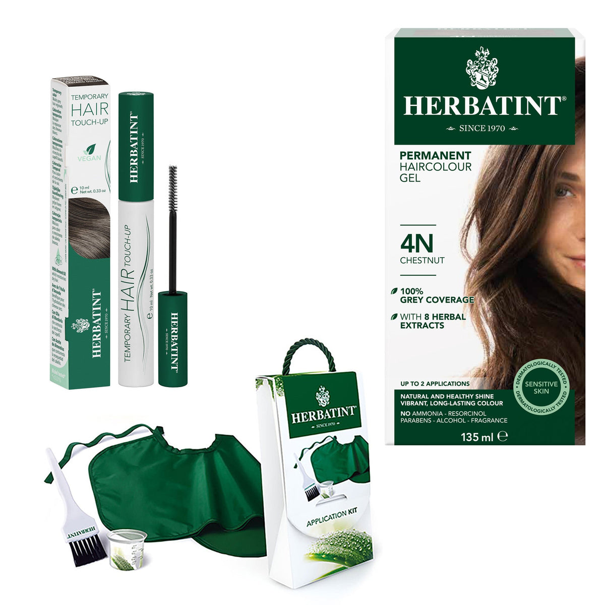 Chestnut Permanent Haircolour Gel, Root Touch-up and application Kit Value Bundle - A.Vogel Canada