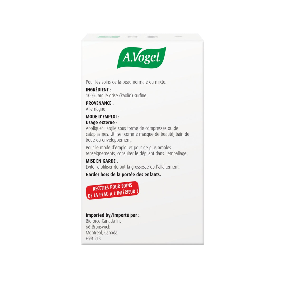 Green Clay - Used for clay mask, green clay is ideal for oily and problem skin - A.Vogel Canada