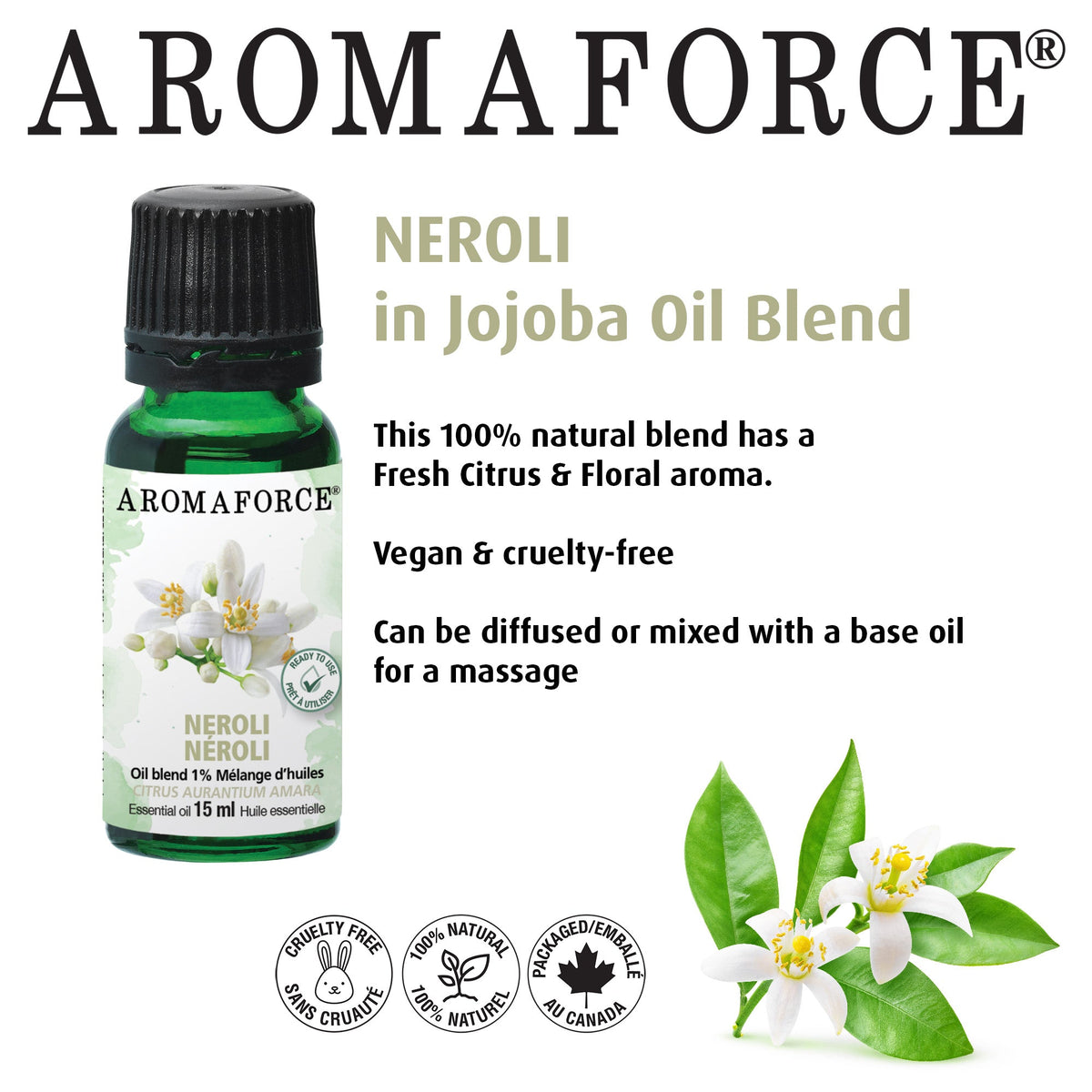 Neroli Essential Oil in Jojoba Oil Blend 15mL - Aromaforce - A.Vogel Canada