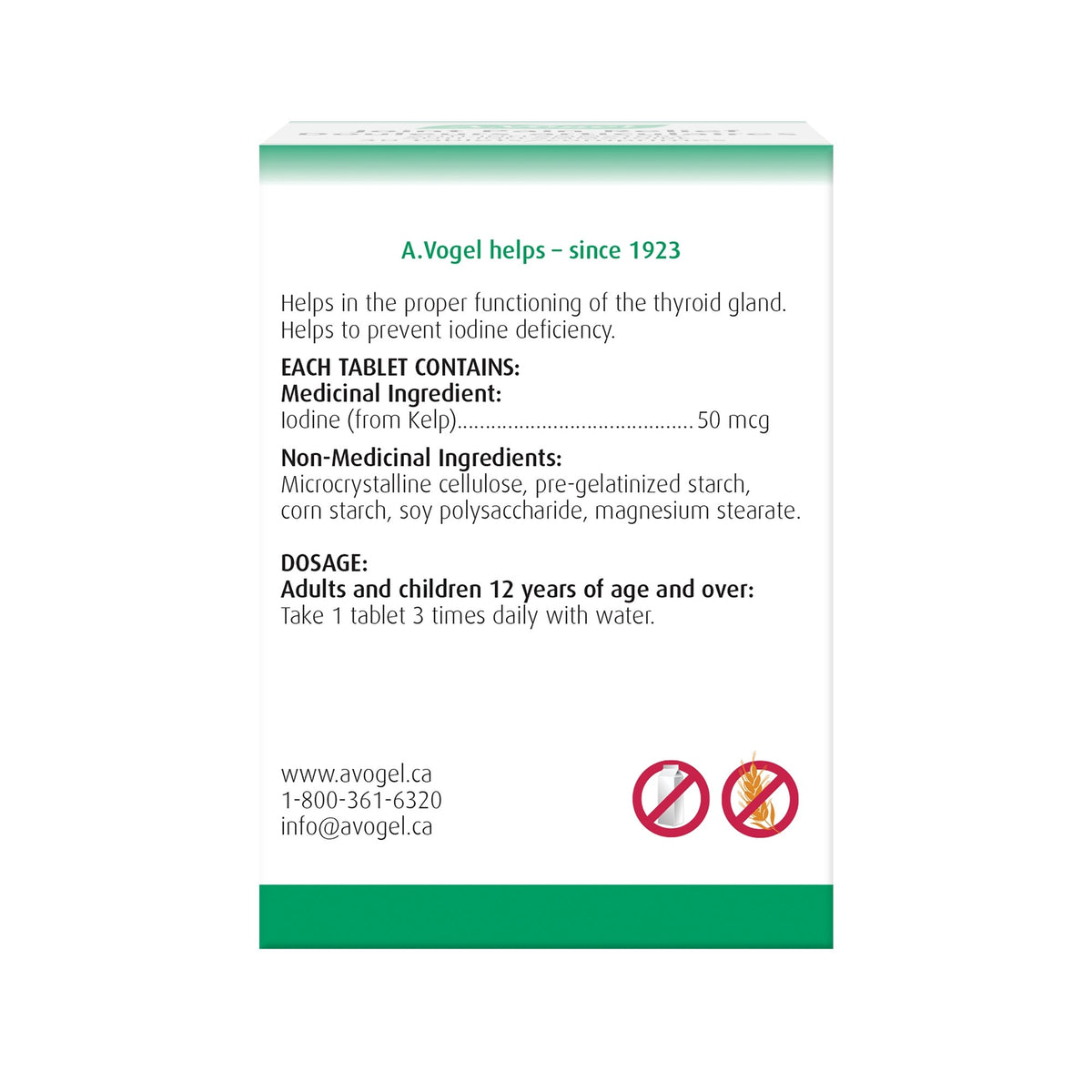 Thyroid Support - Prevents Iodine Deficiency 150 Tabs - A.Vogel Canada