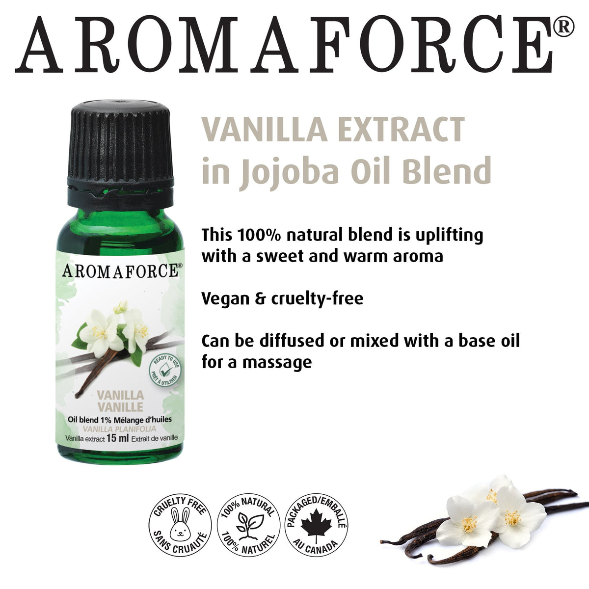 Vanilla Extract in Jojoba Oil Blend 15mL - Aromaforce - A.Vogel Canada